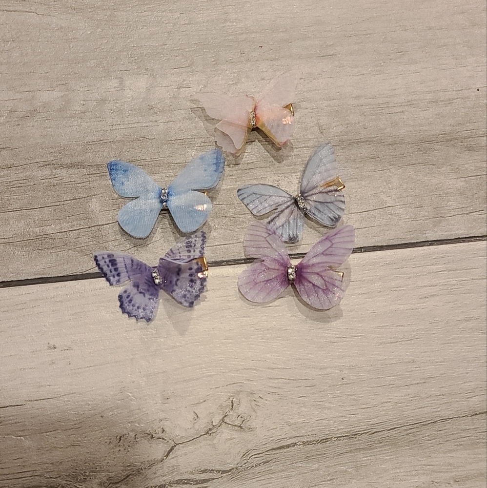 🍦 Fabric butterfly hair clip bundle🧋